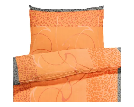 Bettwäsche Seersucker Leopardenmuster abstrakt orange-schwarz 200x210 2x65x65 Bettanzug Fra