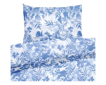 Bettwäsche Seersucker Natur blau 200x210 2x65x65 Bettanzug Fra