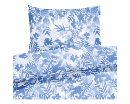 Bettwäsche Seersucker Natur blau 200x210 2x65x65 Bettanzug Fra