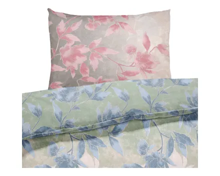 Bettwäsche Seersucker Pflanzen rose 200x210 2x65x65 Bettanzug Fra