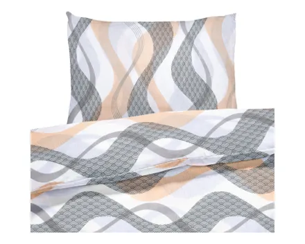 Bettwäsche Seersucker Wellen beige 200x210 2x65x65 Bettanzug Fra