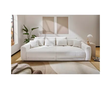 Bigsofa Lumina Chenillestoff beige RGB-LED