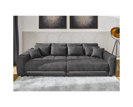 Bigsofa Lumina Microfaser Dunkelgrau RGB-LED 298 cm