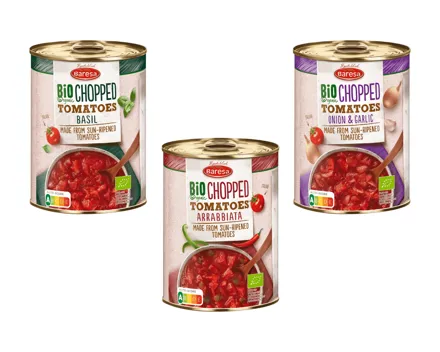 Bio gehackte Tomaten gewürzt