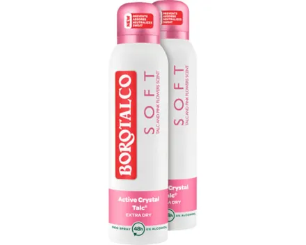 Borotalco Soft with Active Crystal Talc™ Deo Spray 2 x 150 ml