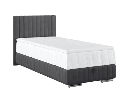 Boxbett Beetle Stoff grau/schwarz 90 x 200 cm, mit Bettkasten