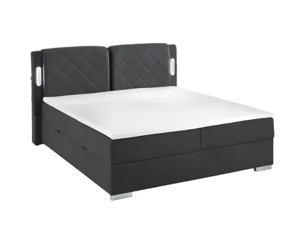 Boxbett Nightlife Stoff schwarz 180 x 200 cm, mit Bettkasten