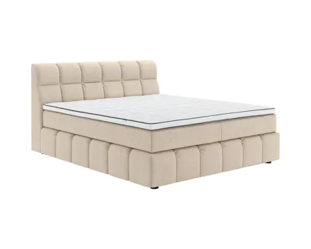 Boxspringbett Downtown Stoff RIB Ivory beige 180 x 200