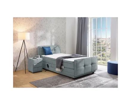 Boxspringbett Paloma Stoff 120 x 200 cm, mit verstellbarer Liegeposition per Fernbedienung grau