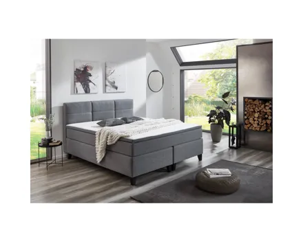 Boxspringbett Samiro Stoff grau