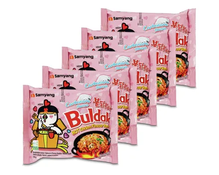 Buldak Hot Chicken Ramen Carbonara Flavour 5x130g