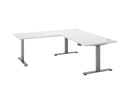 Bürotisch Flex Dekor lichtgrau 180/177 x 62-127 x 77/67 cm