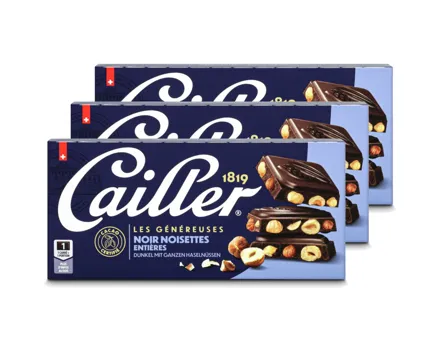 Cailler Dunkle Schokoladentafel mit Haselnüssen 3x 200g