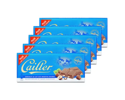 Cailler Milchschokolade Tafel mit Haselnüssen 5x 100g