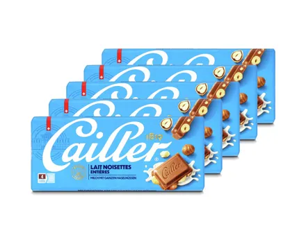 Cailler Milchschokolade Tafel mit Haselnüssen 5x100g