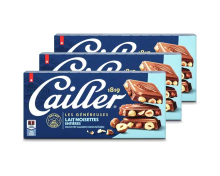 Cailler Milchschokoladentafel mit ganzen Haselnüssen 3x 200g