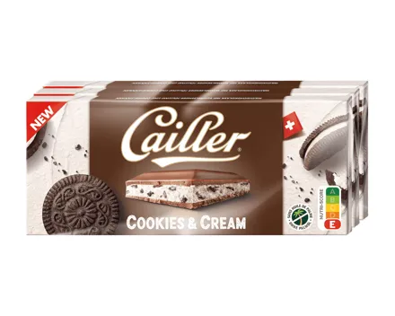 Cailler Tafelschokolade Cookie & Cream 3er