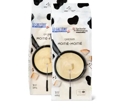 Caquelon Noir Fondue Moitié-Moitié, AOP, Duo-Pack