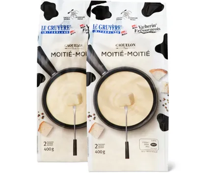 Caquelon Noir Fondue Moitié-Moitié, AOP, Duo-Pack