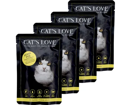 Cat's Love Katzenfutter in Gelee Adult Huhn pur 4x 85g
