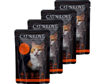 Cat's Love Katzenfutter in Gelee Adult Rind Pur 4x 85g