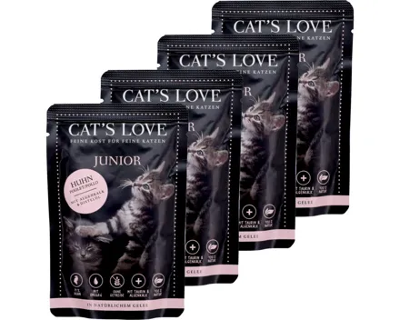 Cat's Love Katzenfutter in Gelee Junior Huhn 4x 85g
