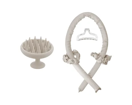 Cien BEAUTY Kopfhaut-Massage-Bürste/Lockenband-Set, 4-tlg.