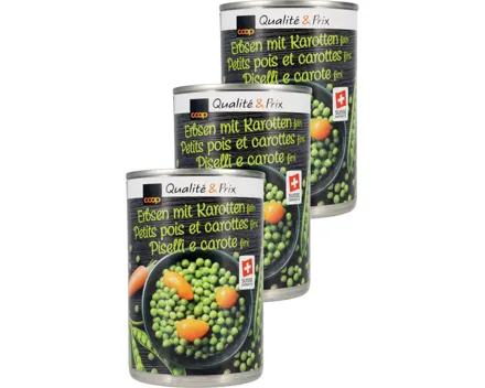 Coop Erbsen & Karotten fein 3x260g