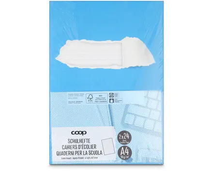 Coop Schulhefte A4 9mm liniert ohne Rahmen 2 Stück