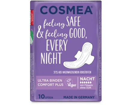 Cosmea Ultra Binden Nacht mit Flügeln 10 Stück