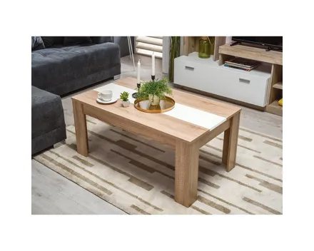 Couchtisch Martin, Dekor Sonoma Eiche / Weiss, 112 x 46,5 x 65,5 cm