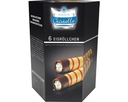 Cristallo Waffelröllchen gefüllt mit Vanilleglace