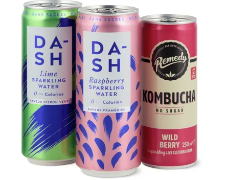 Dash Water und Remedy Kombucha