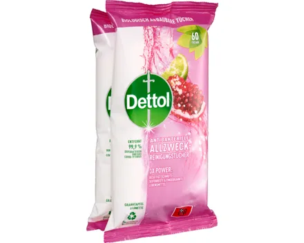 Dettol antibakterielle Allzweckreinigungstücher Granatapfel & Limette