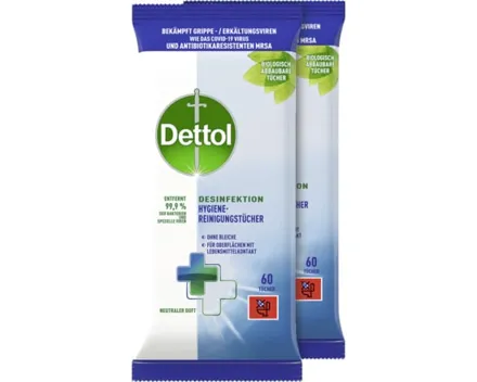 Dettol Desinfektion Reinigungstücher 2 x 60 Tücher