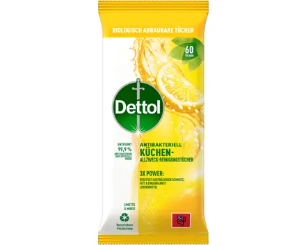 Dettol Küche antibakterielle Allzweckreinigungstücher Limette & Minze