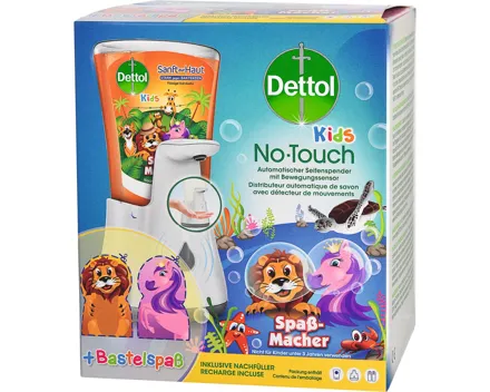 Dettol Starterkit Kids No-Touch Automatischer Seifenspender + Flüssigseife 250 ml