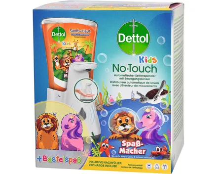 Dettol Starterkit Kids No-Touch Automatischer Seifenspender + Flüssigseife 250 ml
