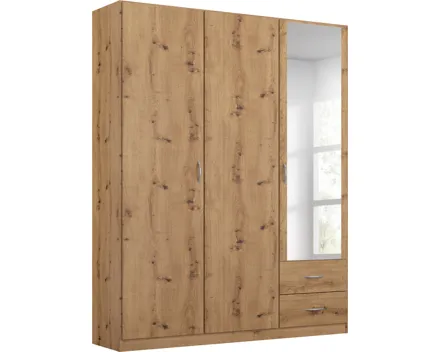 Drehtürenschrank Case Dekor-Druck Eiche Artisan 136 x 197 x 54 cm, mit Spiegel