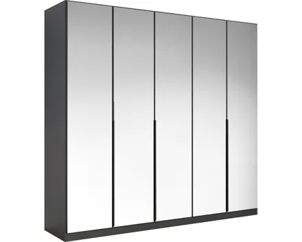 Drehtürenschrank Skyla, 226 x 210 x 54 cm, mit Spiegelfront anthrazit