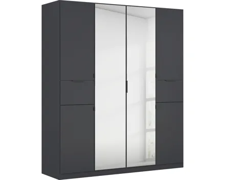 Drehtürenschrank Ticao, Dekor, 181 x 210 x 54 cm, mit Spiegel graphit