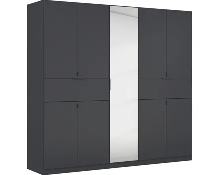 Drehtürenschrank Ticao, Dekor, 226 x 210 x 54 cm, mit Spiegel graphit