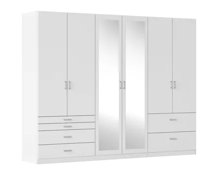 Drehtürenschrank Wildberg Dekor alpinweiss 271 x 210 x 54 cm, mit Spiegel