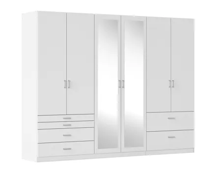 Drehtürenschrank Wildberg Dekor alpinweiss 271 x 210 x 54 cm, mit Spiegel
