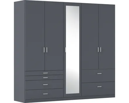 Drehtürenschrank Wildberg Dekor grau metallic 226 x 210 x 54 cm, mit Spiegel