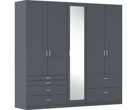 Drehtürenschrank Wildberg Dekor grau metallic 226 x 210 x 54 cm, mit Spiegel