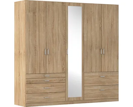 Drehtürenschrank Wildberg Dekor Sonoma Eiche 226 x 210 x 54 cm, mit Spiegel