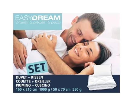 Easy Dream Set Duvet mit Kissen 2-teilig, 160 x 210 cm und 50 x 70 cm