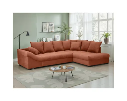 Ecksofa Baccara Stoff Bora ginger, Recamiere rechts