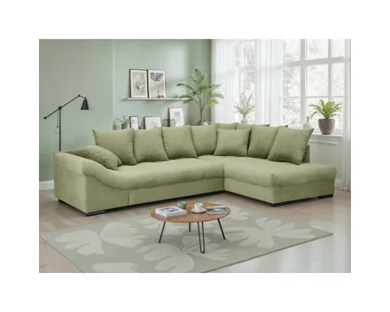 Ecksofa Baccara Stoff Bora green, Recamiere rechts